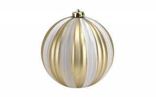 Komplet 4 bombek plastikowych 15 cm złoty-biały 8518