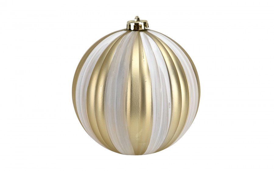 Komplet 4 bombek plastikowych 15 cm złoty-biały 8518