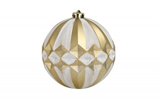 Komplet 4 bombek plastikowych 15 cm złoty-biały 8518