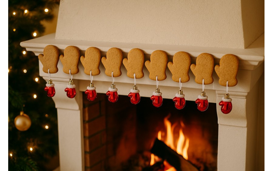 Komplet 9 bombek plastikowych 4,5 cm Rękawica czerwona 8525