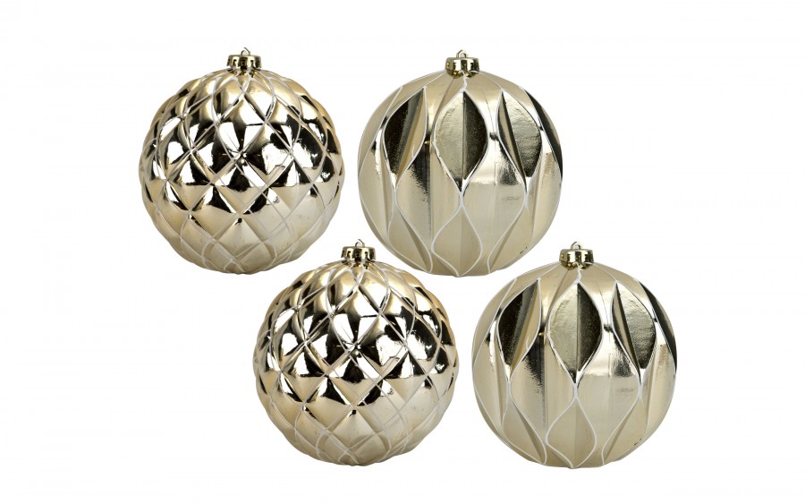 Komplet 4 bombek plastikowych 15 cm złoty 8520