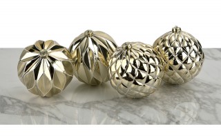 Komplet 4 bombek plastikowych 15 cm złoty 8520