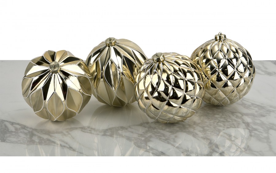 Komplet 4 bombek plastikowych 15 cm złoty 8520