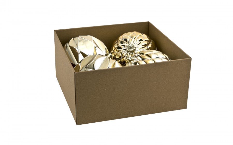 Komplet 4 bombek plastikowych 15 cm złoty 8520