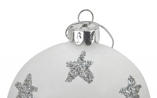 Komplet 4 bombek szklanych 8 cm biały-złoty 8450