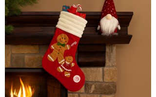 Świąteczna skarpeta na prezenty Pierniczki 8953 welurowa