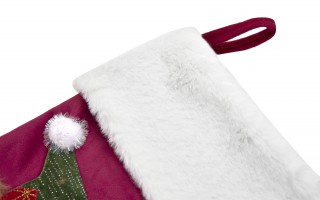 Świąteczna skarpeta na prezenty Miś 8958 welurowa