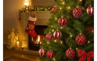 Świąteczna skarpeta na prezenty Miś 8958 welurowa