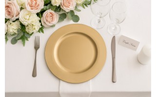 Talerz dekoracyjny plastikowy 33 cm złoty 160234