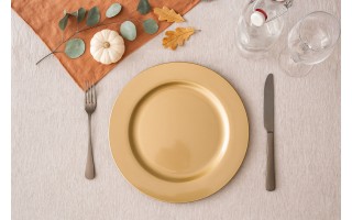 Talerz dekoracyjny plastikowy 33 cm złoty 160234