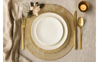 Talerz dekoracyjny plastikowy 33cm szampański AP162803