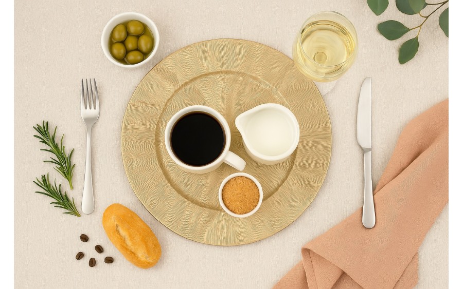 Talerz dekoracyjny plastikowy 33cm szampański AP162803