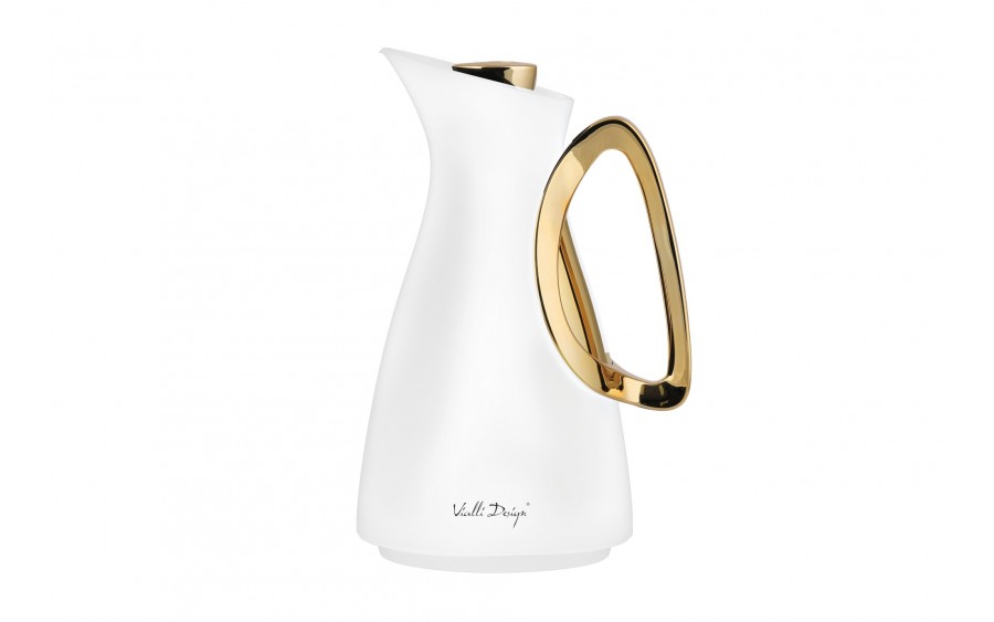 Termos z wkładem szklanym 1L ALESSIA biało-złoty 1043