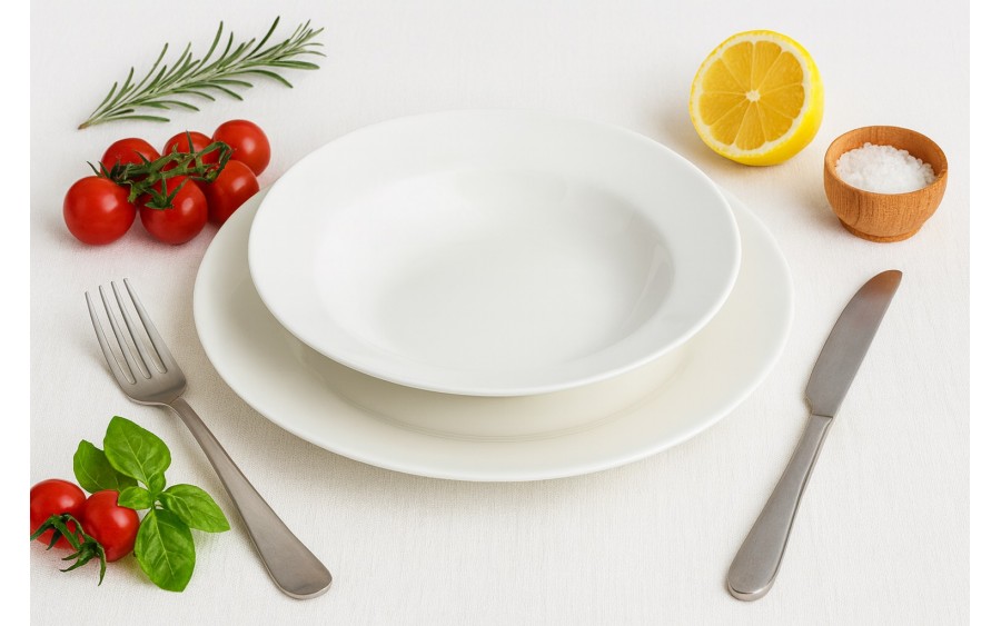 Talerz głęboki 22 cm Krem Stock