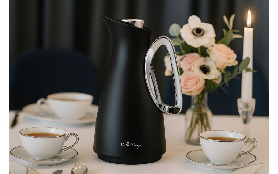 Termos z wkładem szklanym 1L ALESSIA czarno-srebrny 9217