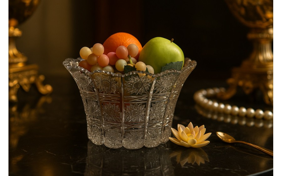 Salaterka kryształowa 20,5 cm gwiazdki Bohemia Hand Made