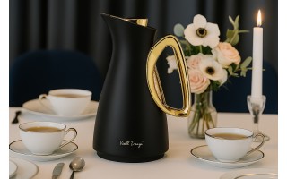 Termos z wkładem szklanym 1L ALESSIA czarno-złoty 9200