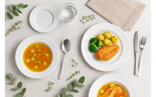 Talerz płytki 26 cm obiadowy prążki Stock biały