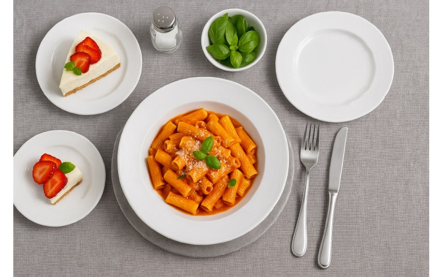 Talerz deserowy płytki 19 cm prążki Stock biały