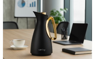 Termos z wkładem szklanym 1L ALESSIA czarno-złoty 9200