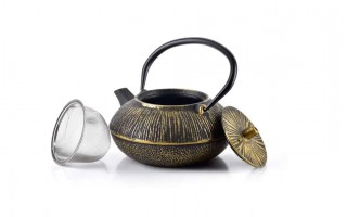 Żeliwny imbryk z zaparzaczem 0,8 L Alor czarno-złoty