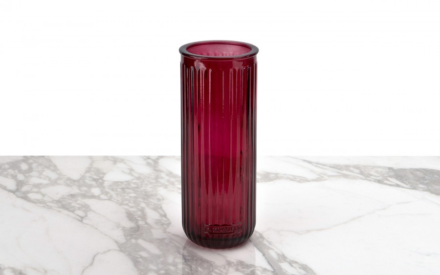 Wazon szklany 28 cm Stripe czerwony San Miguel recykling