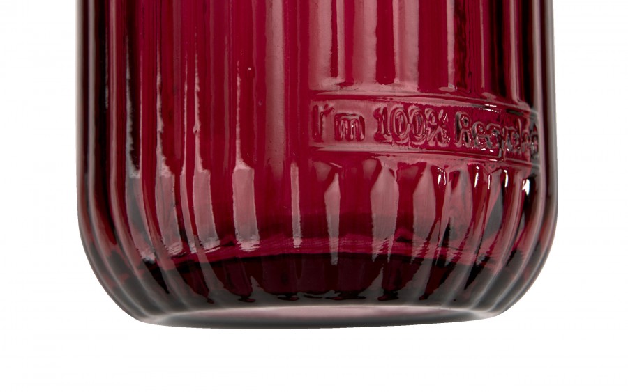 Wazon szklany 28 cm Stripe czerwony San Miguel recykling