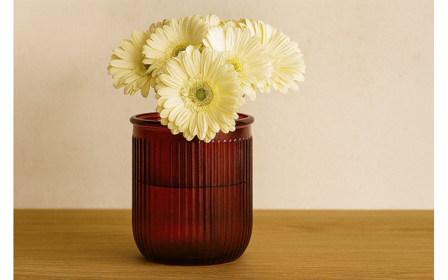 Wazon szklany 20 cm Stripe czerwony San Miguel recykling