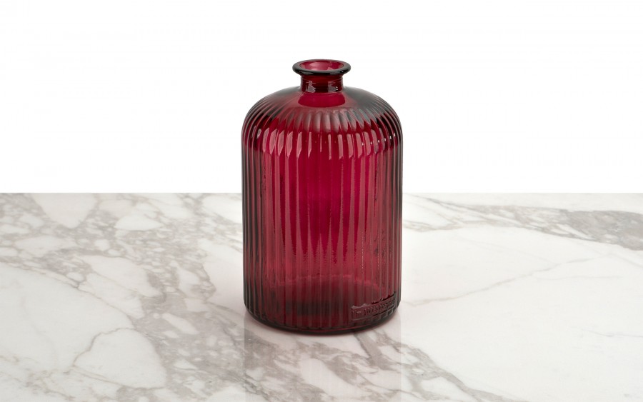 Wazon szklany 23 cm Stripe czerwony San Miguel recykling