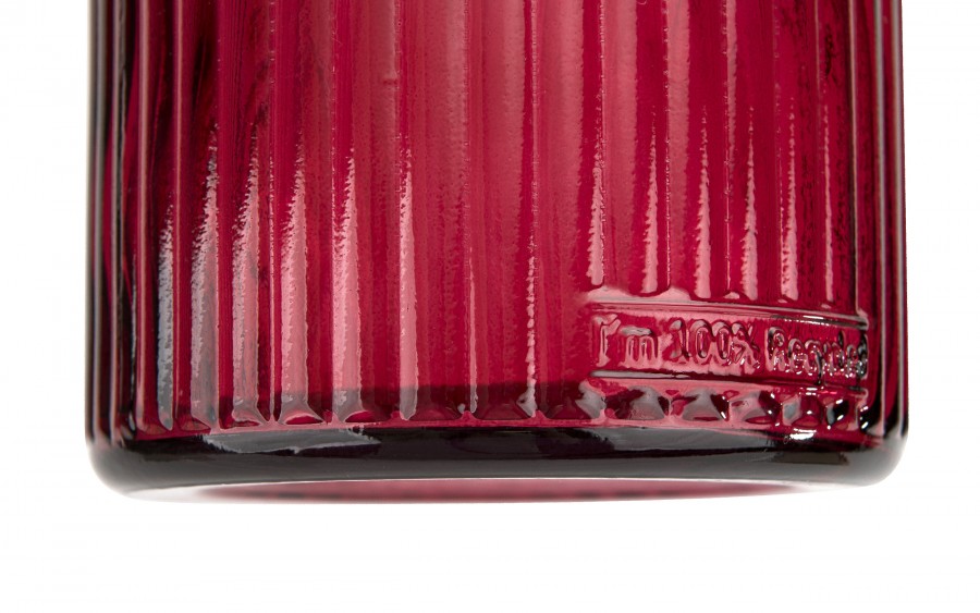 Wazon szklany 23 cm Stripe czerwony San Miguel recykling