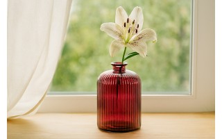 Wazon szklany 23 cm Stripe czerwony San Miguel recykling