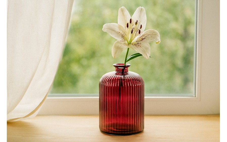 Wazon szklany 23 cm Stripe czerwony San Miguel recykling