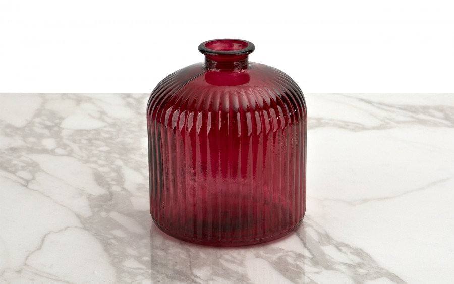 Wazon szklany 18 cm Stripe czerwony San Miguel recykling