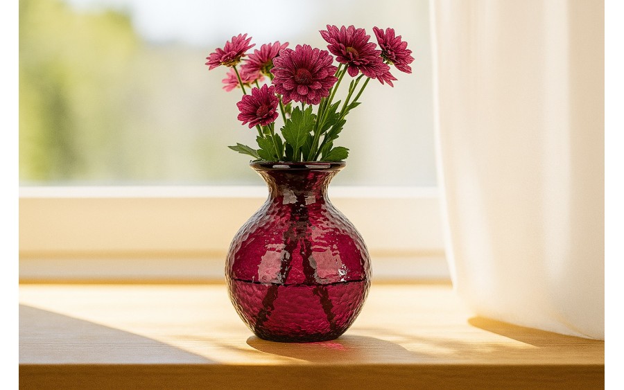 Wazon szklany 18,5 cm bordowy 4829 Paradise San Miguel recykling