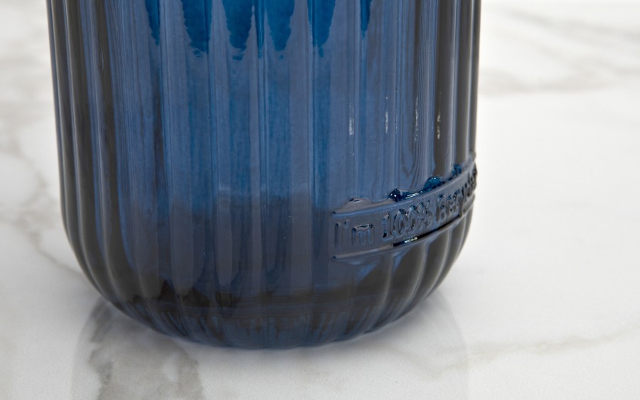 Wazon szklany 28 cm Stripe granatowy San Miguel recykling