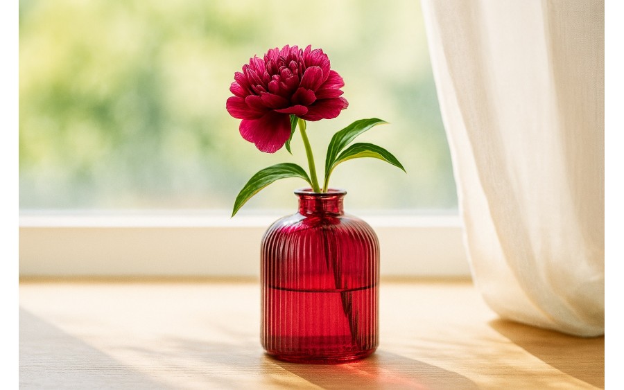 Wazon szklany 18 cm Stripe czerwony San Miguel recykling