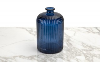 Wazon szklany 23 cm Stripe granatowy San Miguel recykling