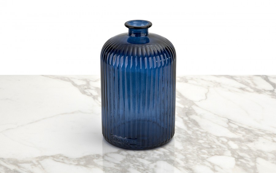 Wazon szklany 23 cm Stripe granatowy San Miguel recykling