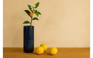 Wazon szklany 28 cm Stripe granatowy San Miguel recykling