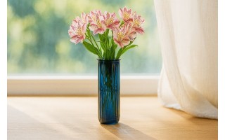 Wazon szklany 28 cm Stripe granatowy San Miguel recykling