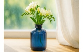 Wazon szklany 23 cm Stripe granatowy San Miguel recykling