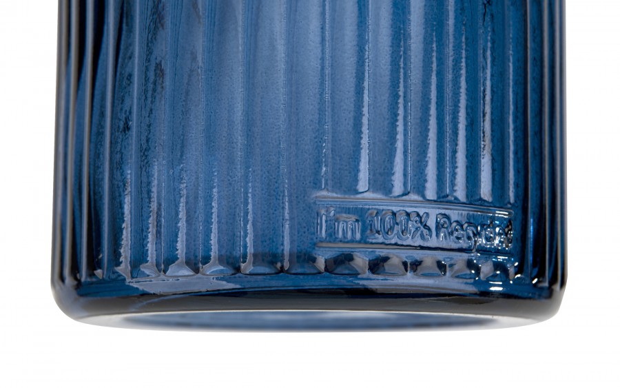 Wazon szklany 18 cm Stripe granatowy San Miguel recykling