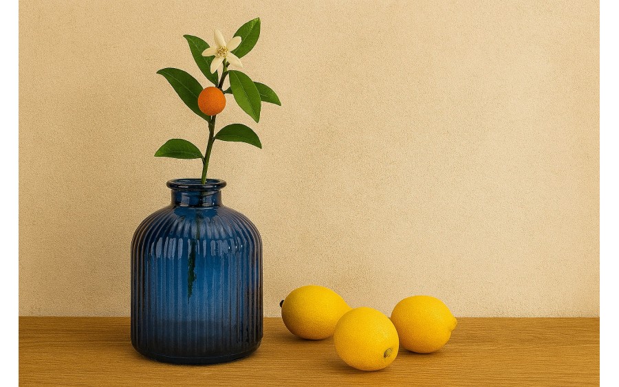 Wazon szklany 18 cm Stripe granatowy San Miguel recykling