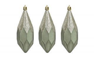 Komplet 3 bombek plastikowych Diamenty 13,5 cm zieleń 3524