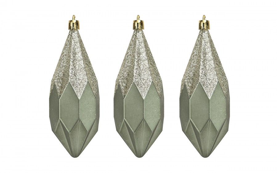 Komplet 3 bombek plastikowych Diamenty 13,5 cm zieleń 3524