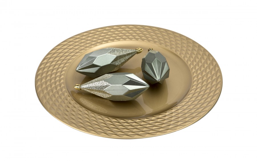 Komplet 3 bombek plastikowych Diamenty 13,5 cm zieleń 3524