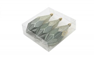 Komplet 3 bombek plastikowych Diamenty 13,5 cm zieleń 3524