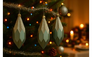 Komplet 3 bombek plastikowych Diamenty 13,5 cm zieleń 3524