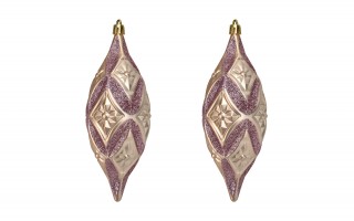 Komplet 2 bombek plastikowych podłóżnych różowych 8827