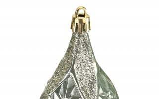 Komplet 2 bombek plastikowych podłóżnych zielono-złotych 3608